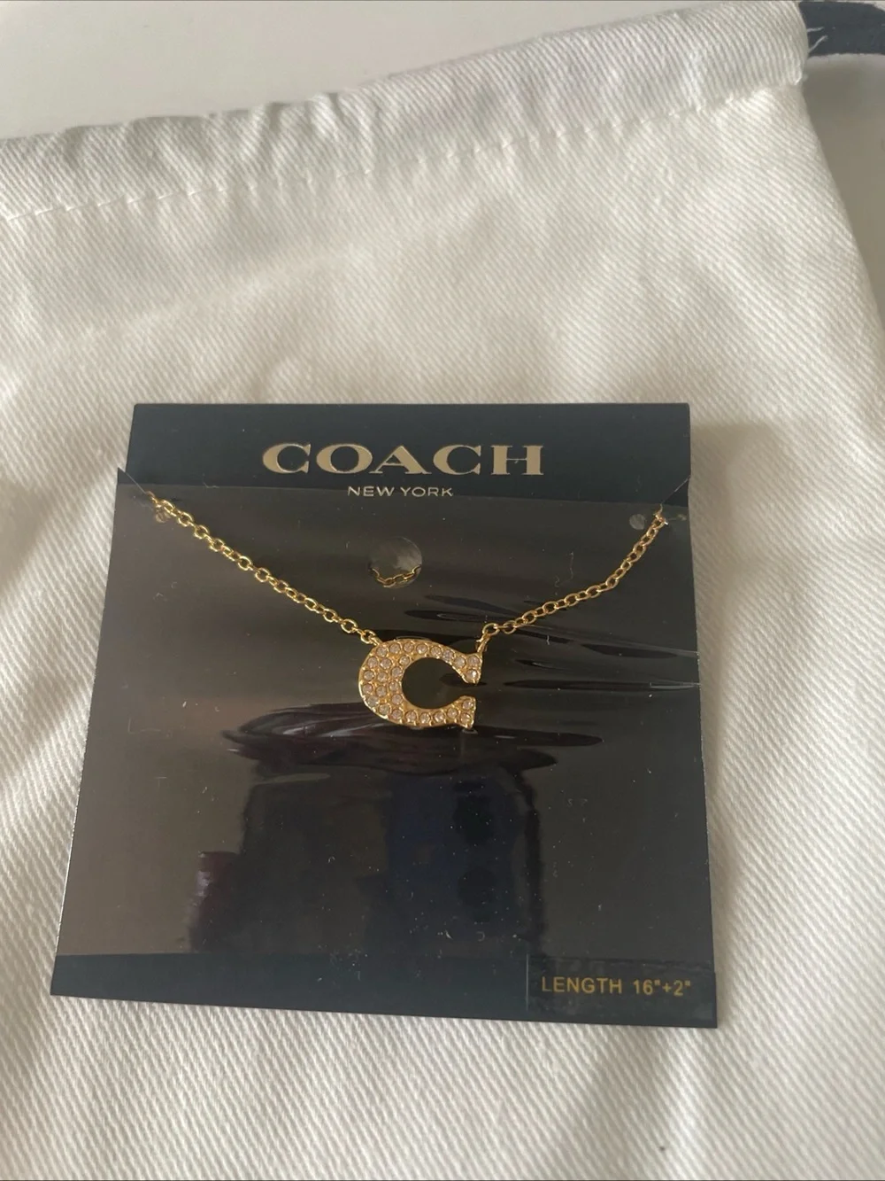 Coach Gold Pavé 'C' Crystal Pendant Necklace